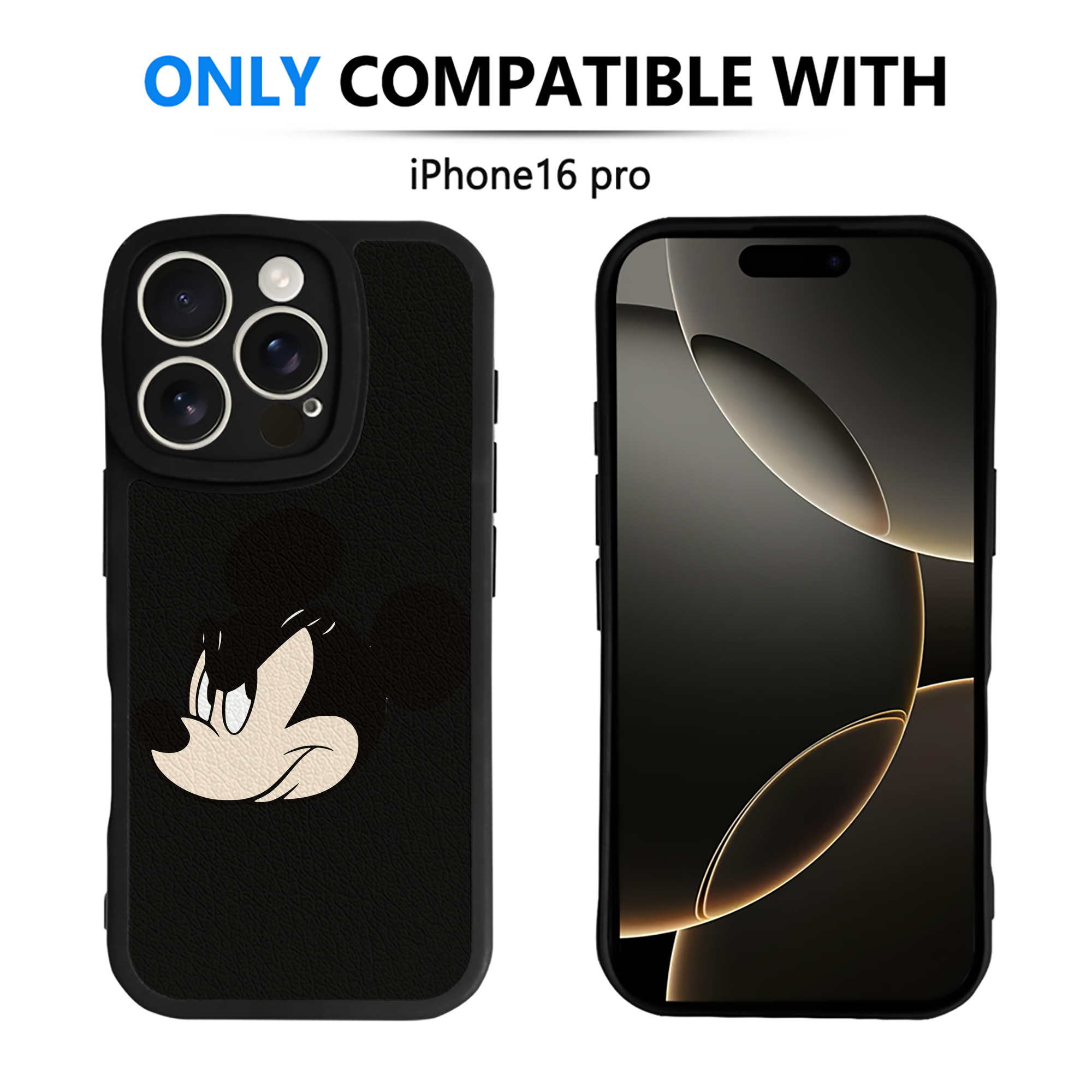 （画像用） ミッキーマウス Mickey Mouse 【iPhone 16シリーズ対応】シリコンスマホケース（レザー調） 材質：シリコン